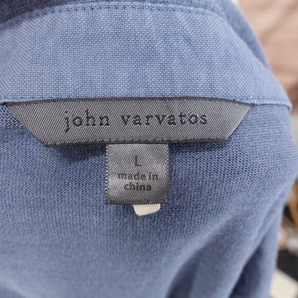 John Varvatos Polo Shirt Mens Large Blue Silk Cotton Short Sleeve Classic - S2 - Picture 6 of 8
